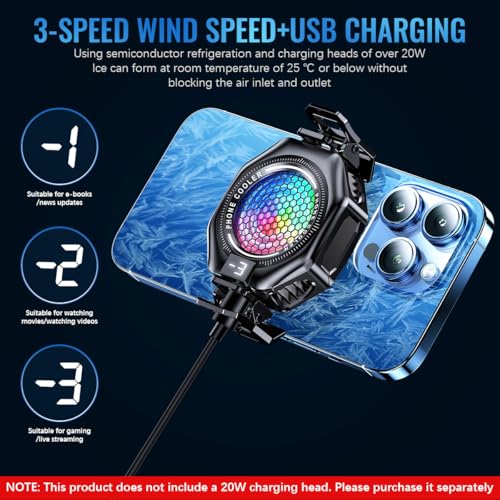 ZORBES® Phone Cooler Gaming Fan Magnetic Mobile with 3 Level Modes RGB LED Clips Radiator Case for iPhone Android Smartphone 3PCS ZORBES® Phone Cooler Gaming Fan Magnetic Mobile with 3 Level Modes RGB LED Clips Radiator Case for iPhone Android Smartphone 3PCS